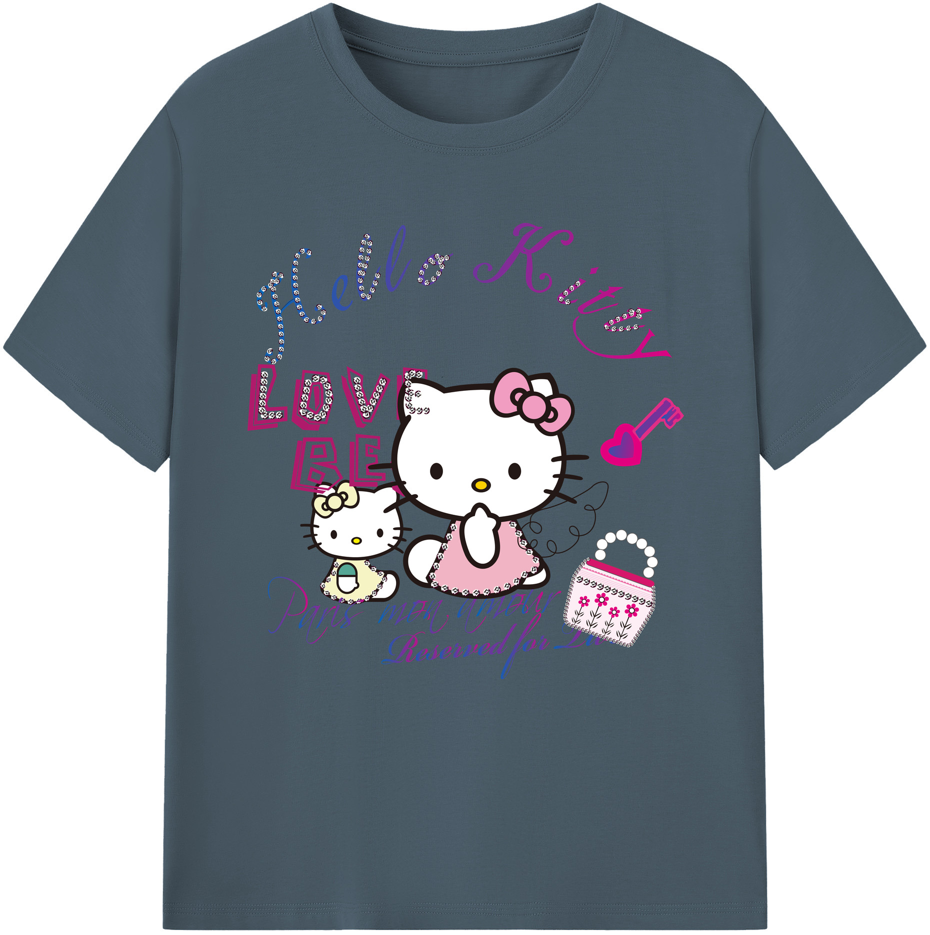 （画像用） Hello Kitty ハローキティ 綿100％半袖Tシャツ（フロントプリント）